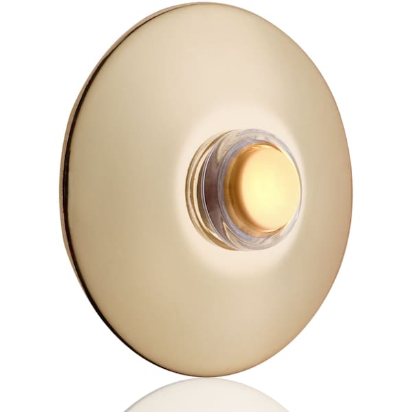 Newhouse Hardware 2-1/2" Round Polished Brass Lighted Bronze Door Chime Button BR5WL - main